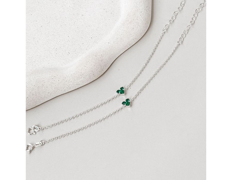 Pulseira Coração Verde Prata 925 - 8427 - MEDALS