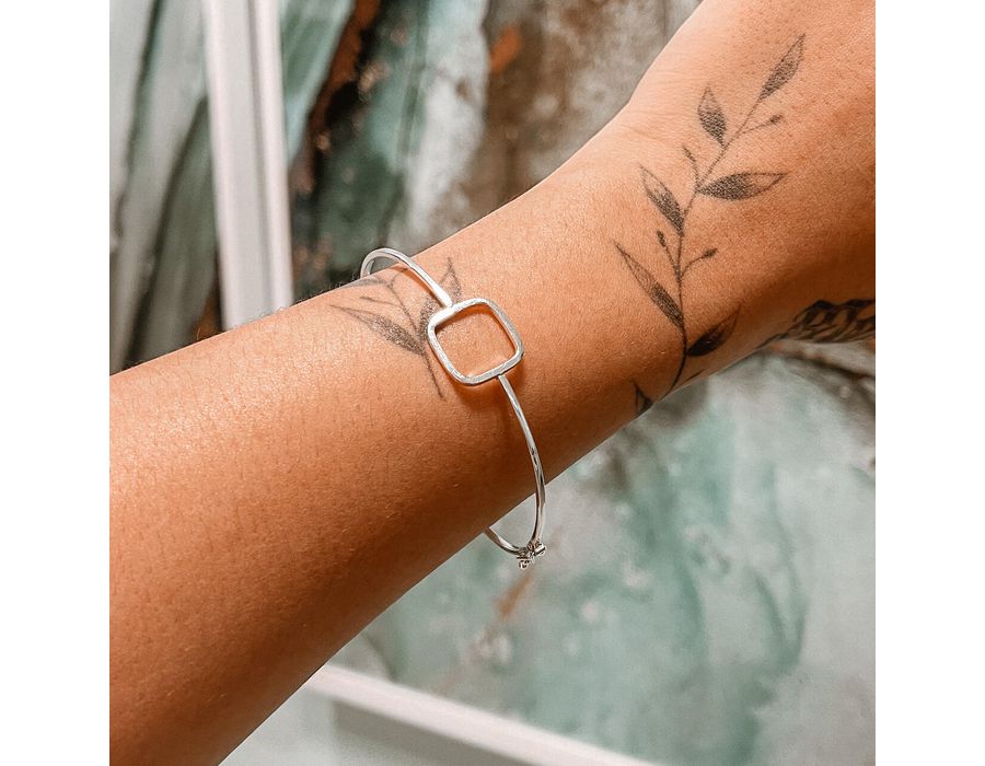 Bracelete Quadrado Liso Prata 925 - 8441 - MEDALS