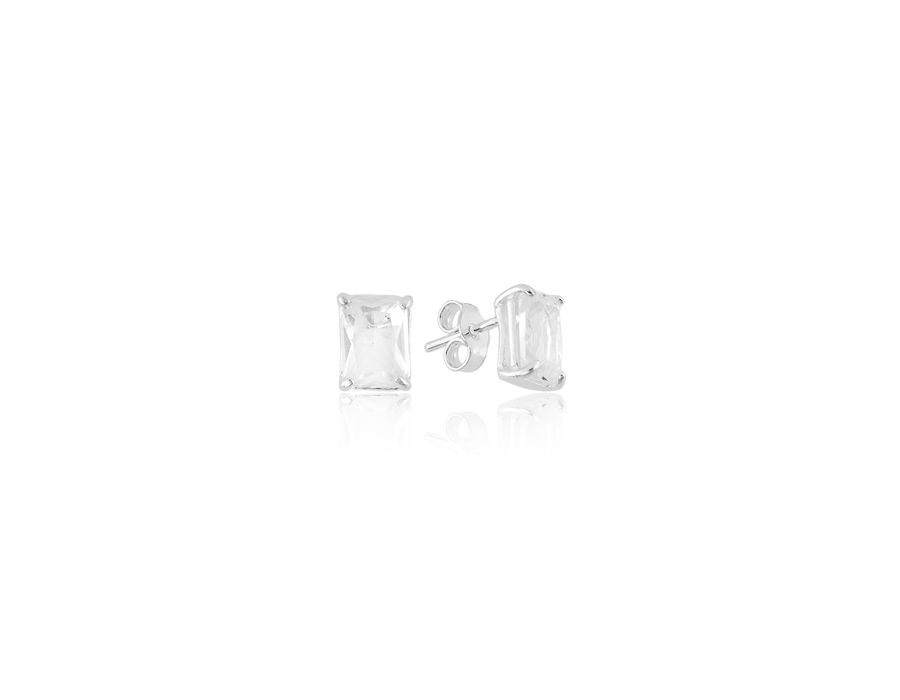 Brinco Quadrado Cristal Prata 925 - 2690 - MEDALS STORE