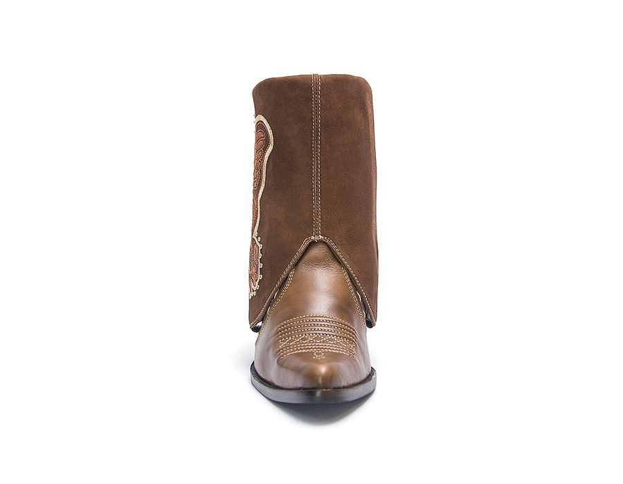 Bota Texana Feminina Firenze Havana Nobuck Havana Western Bico Fino Cano Dobr Vel