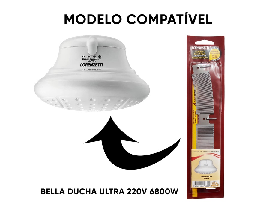 Resistência Lorenzetti Chuveiro Bella Ducha Ultra 220v 6800w Broketto Materiais Elétricos 