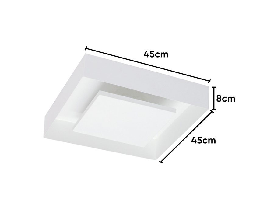 Luminária Plafon Sobrepor Teto Luz Indireta 45x45 Quadrado Broketto