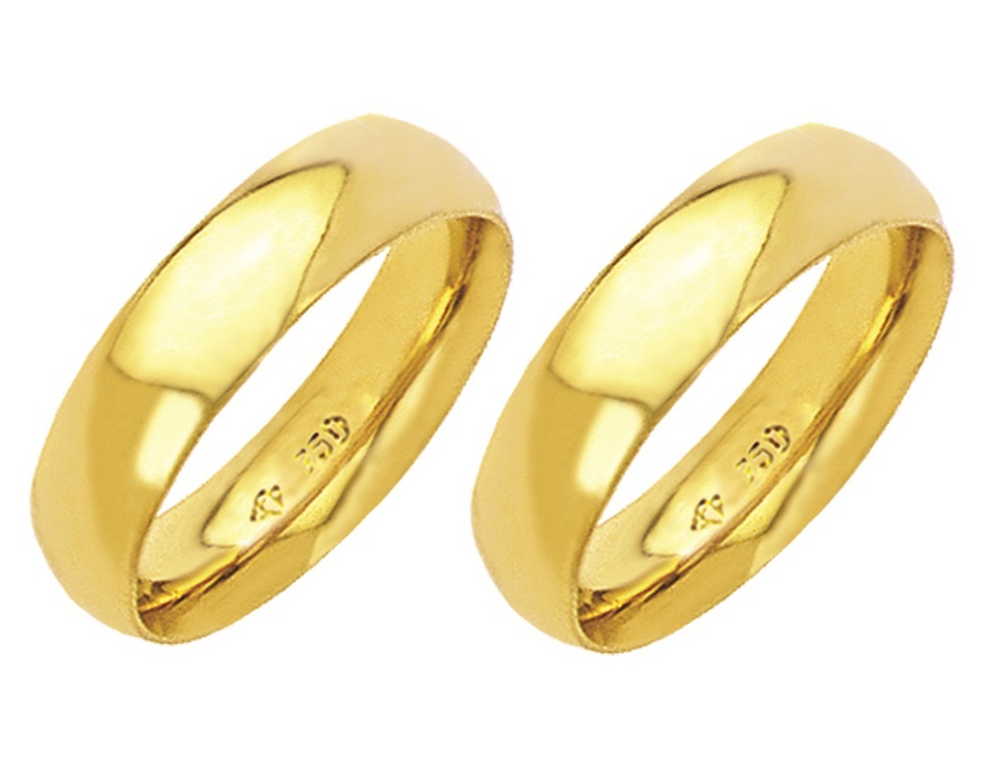 Alianças de casamento e noivado em ouro 18k 750 tradicional e anatômica 5,5 mm EMPORIUM DAS