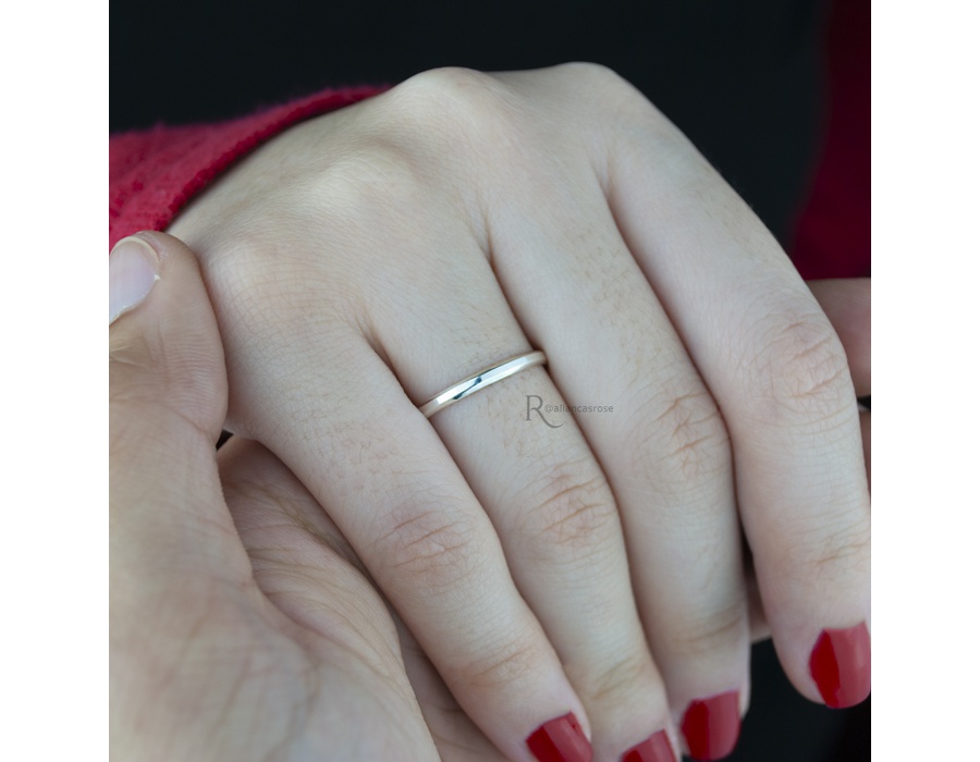 Aliança de Namoro em Prata esterlina 925 2mm modelo Zara e Lux Rosê Jewelry