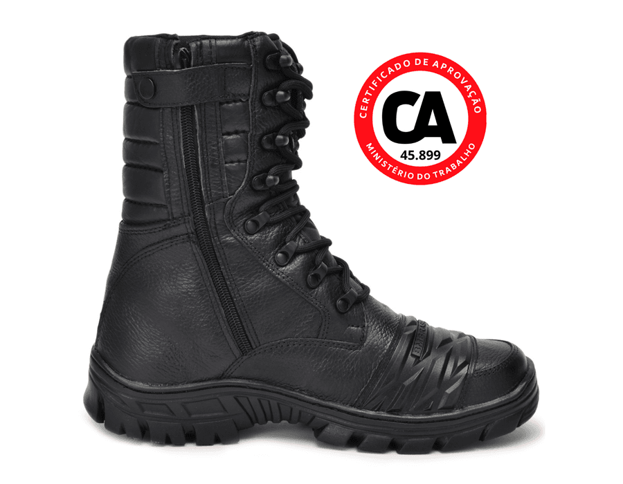 Coturno Bota Tático Militar Attack Zíper Moto 5188/01 Preto c a Nº 45899