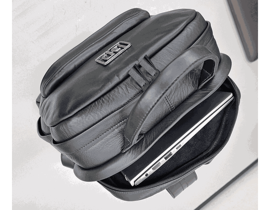 MOCHILA PARA NOTEBOOK WORKSPACE - COURO LEGÍTIMO - PRETA