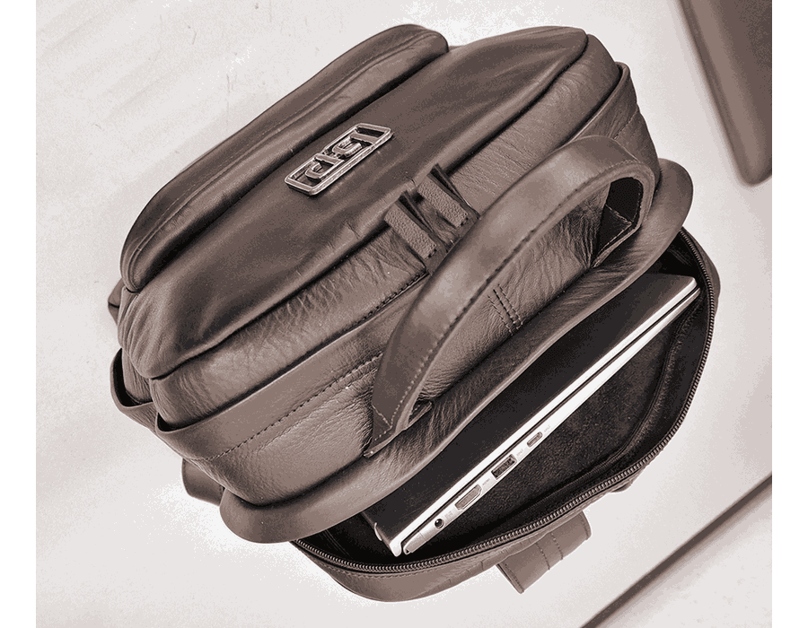 MOCHILA PARA NOTEBOOK WORKSPACE - COURO LEGÍTIMO - TABACO