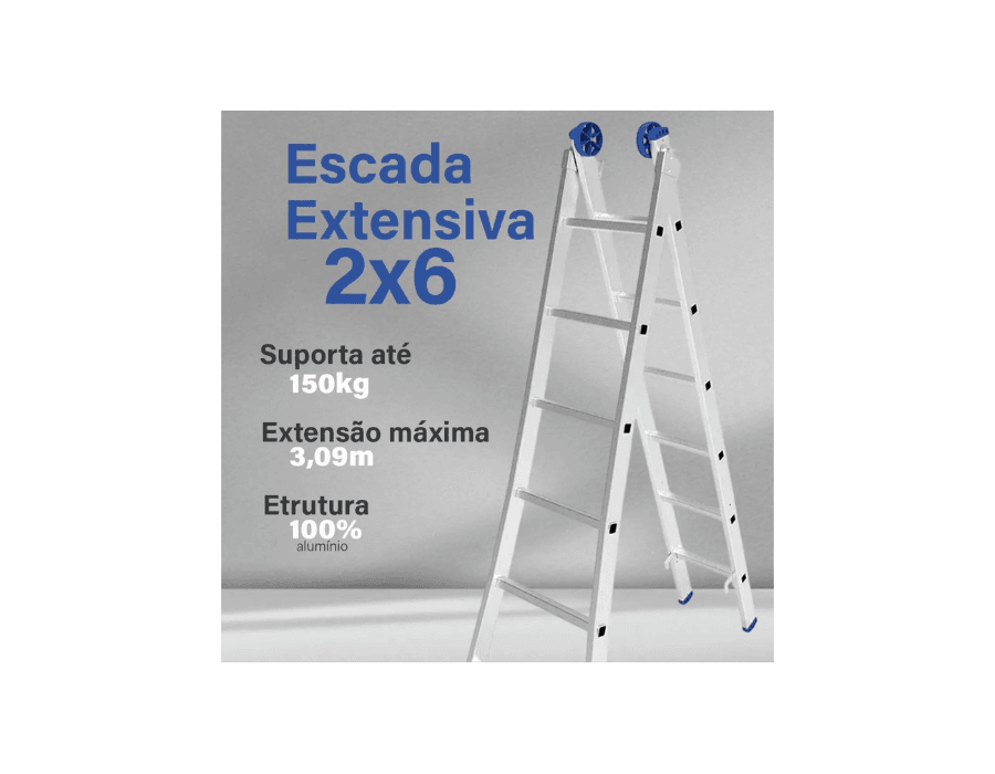 ESCADA EXTENSIVA ALUMÍNIO 2x6 MOR