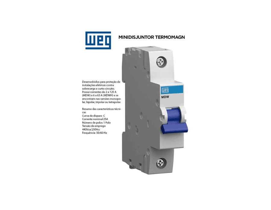 DISJUNTOR UNIPOLAR DIN 70A WEG