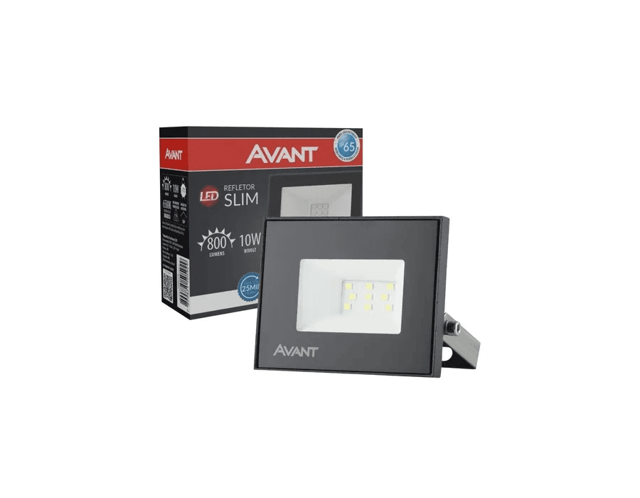 Refletor Led 10w Avant Prova D'água Ip65 Frio 6500k Bivolt