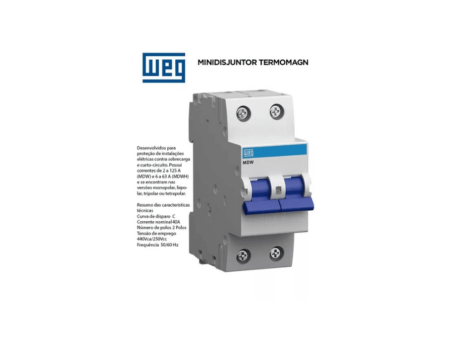 DISJUNTOR BIPOLAR DIN 16A WEG