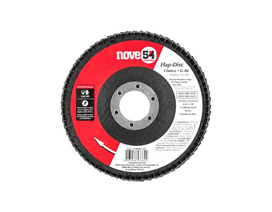 Flap-disc, disco de desbaste/acabamento, 4.1/2" - 115 mm, cônico
