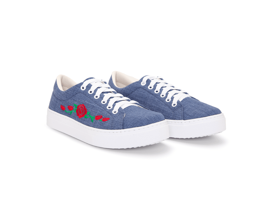 Tênis Siena Bordado Flor Dk Shoes Jeans Claro