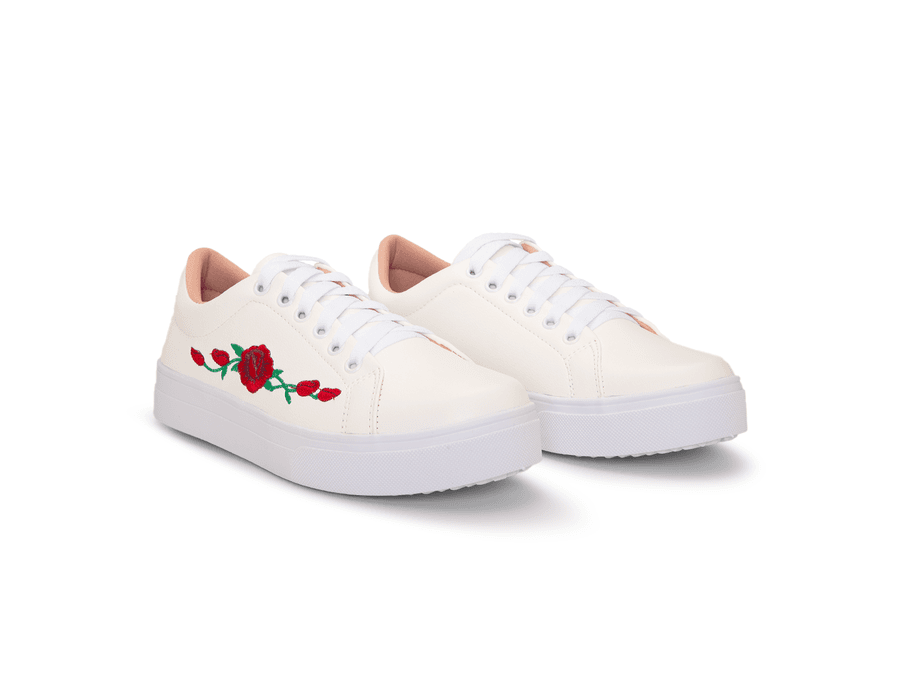 Tênis Siena Bordado Flor Dk Shoes Branco