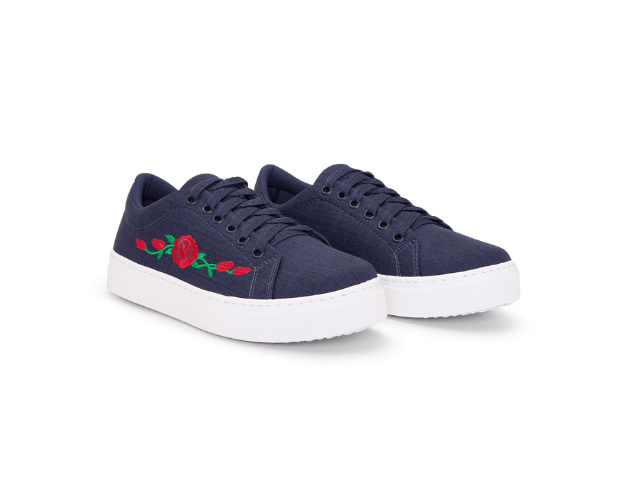 Tênis Siena Bordado Flor Dk Shoes Jeans Escuro