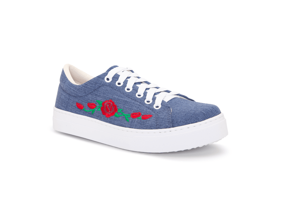 Tênis Siena Bordado Flor Dk Shoes Jeans Claro