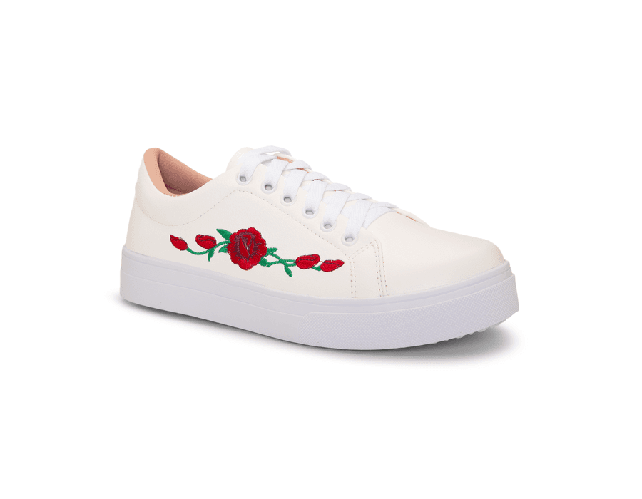 Tênis Siena Bordado Flor Dk Shoes Branco