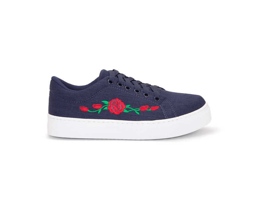 Tênis Siena Bordado Flor Dk Shoes Jeans Escuro