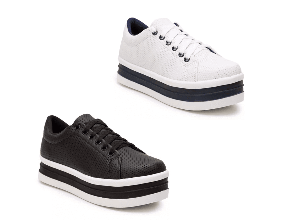 Kit 2 Pares Tênis Casual Helena Bran C/ Azul e Preto C/ Branco