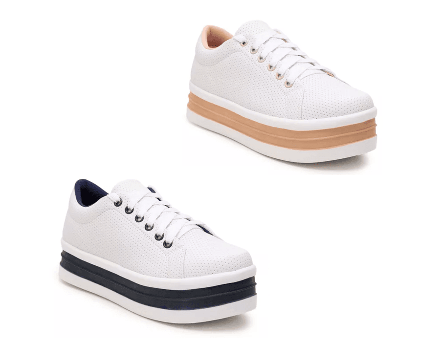 Kit 2 Pares Tênis Casual Helena Branco Com Azul e Branco Com Rose