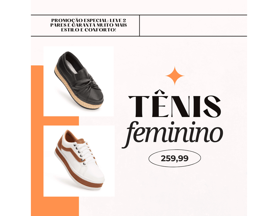 Kit 2 pares Slip e Casual Feminino