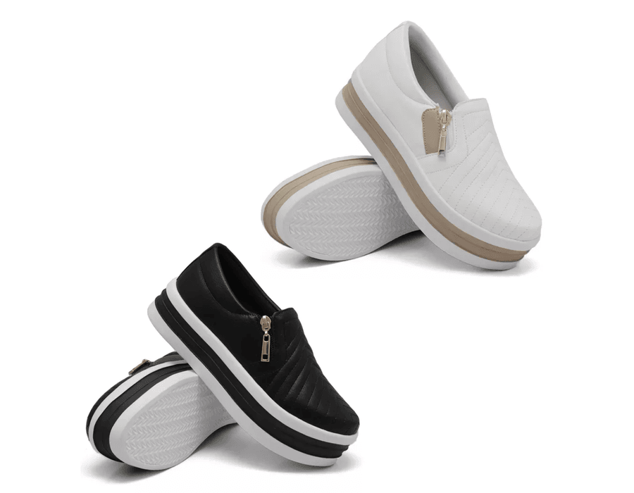 Kit 2 Pares Tênis Dk Calce Fácil Slip Preto e Rose