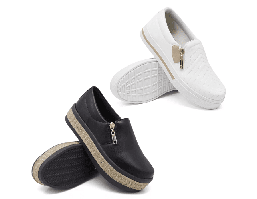 Kit 2 Pares Tênis Dk Calce Fácil Slip Preto Corda e Rose 