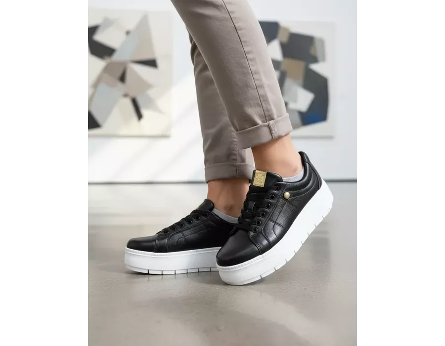 Tênis Casual Flat Amarrar Glitter DK Shoes Preto