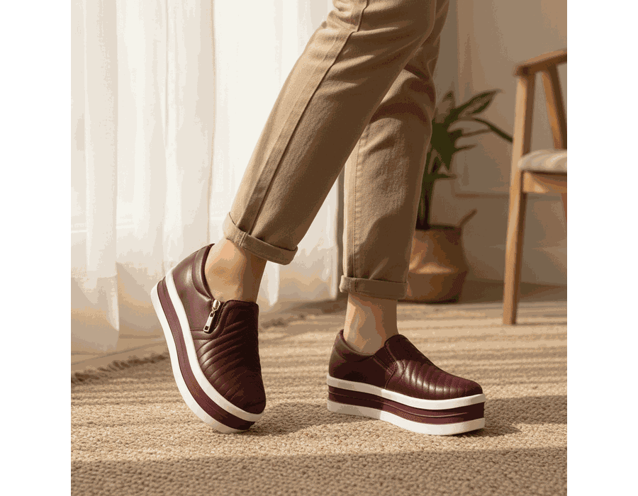 Tênis Slip On Calce Fácil Dk Marsalla Sola alta Fecho em Zíper