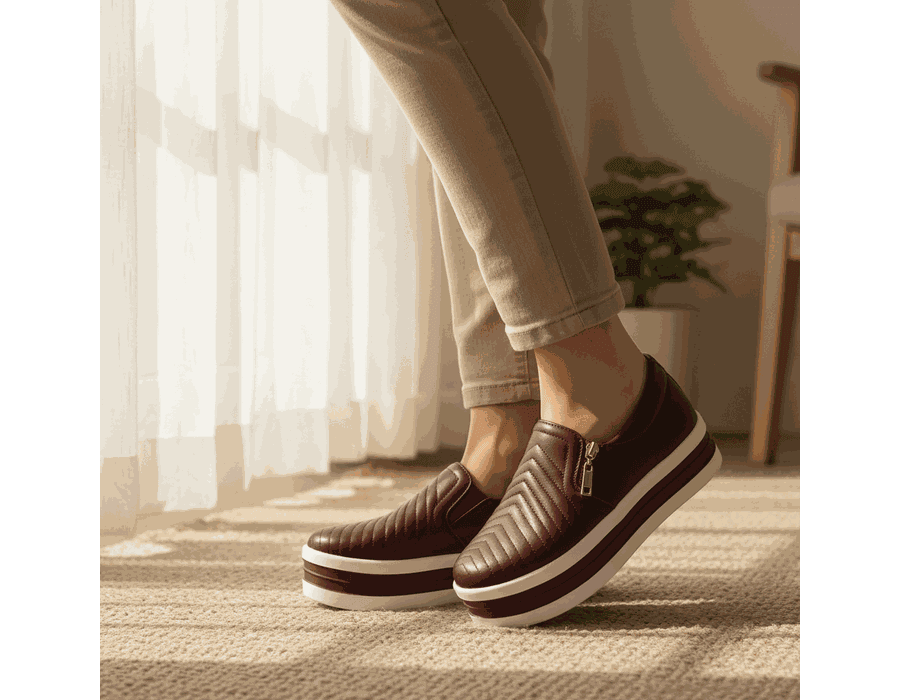 Tênis Slip On Calce Fácil Dk Marsalla Sola alta Fecho em Zíper