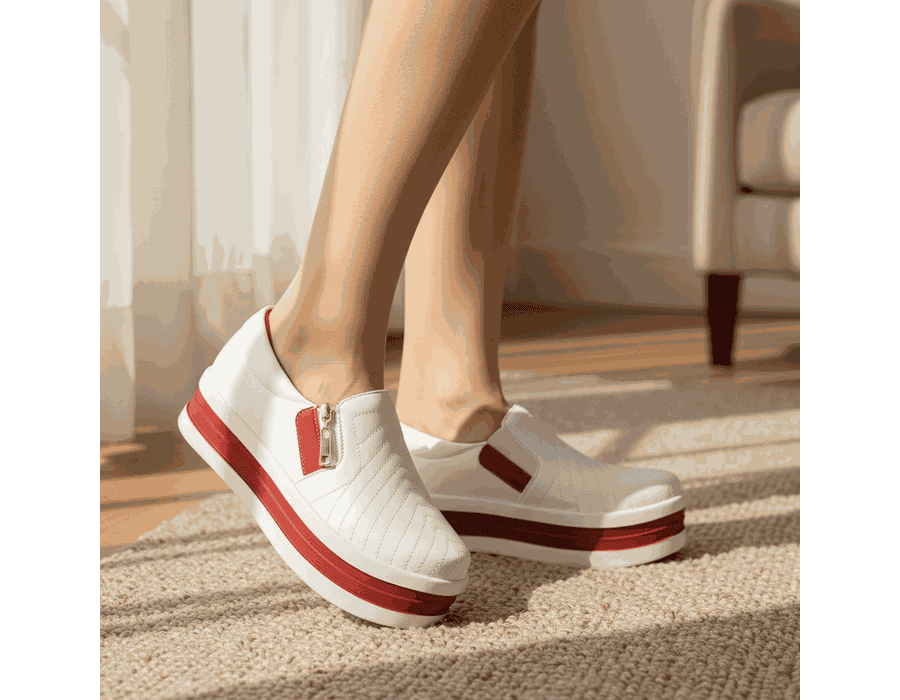 Tênis Slip on Zíper Costura Frontal Sola alta Dk Shoes Vermelho