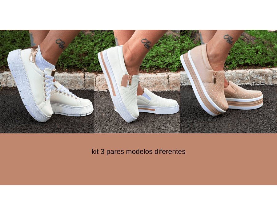 Kit 3 pares Tênis Femininos Dk Diferentes