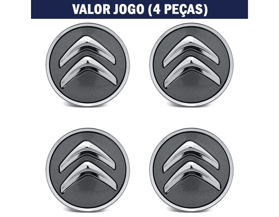 Kit 4 Calotinhas Citroën Grafite – Acabamento Sofisticado e Encaixe Perfeito para Rodas Originais