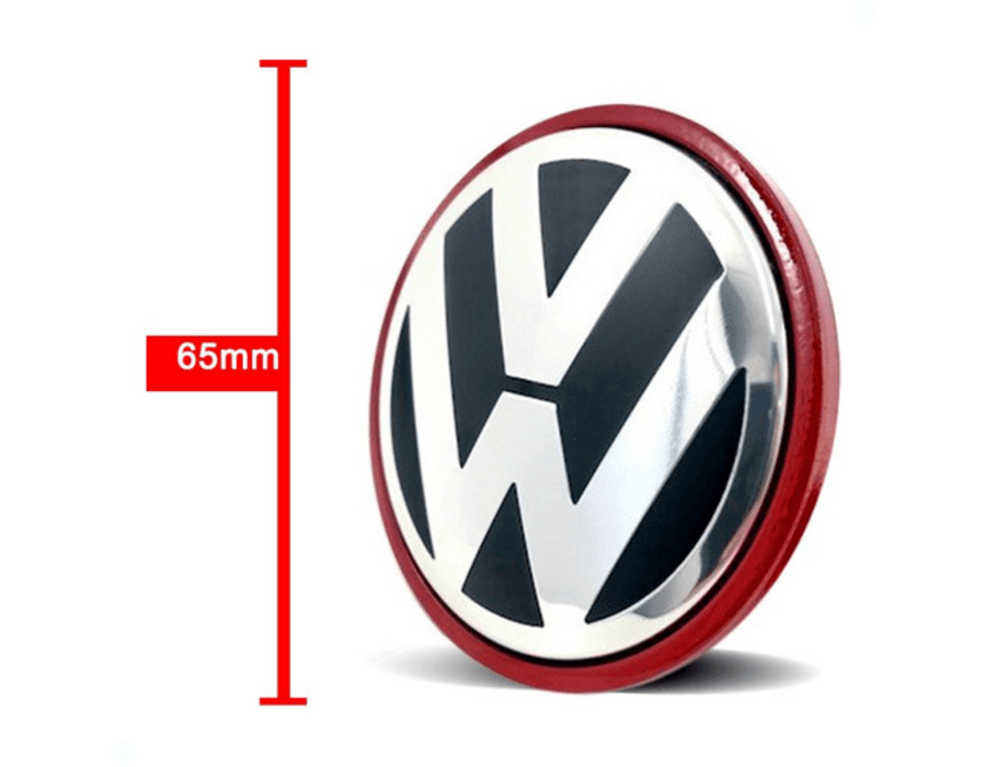 Kit 4 Calotinhas Centro de Roda VW Jetta/Amarok – Com Borda Vermelha + Estilo Esportivo Premium