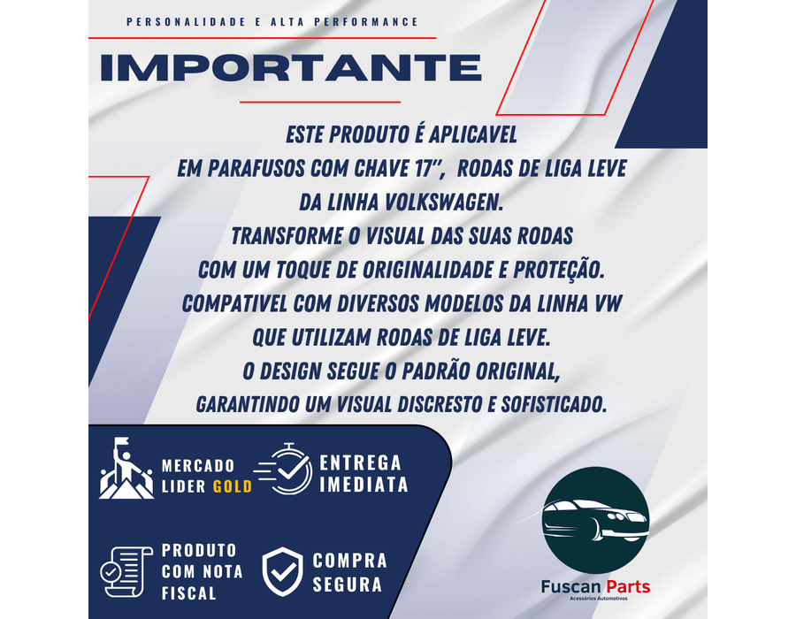 CAPA DE PARAFUSO CHAVE 17 PRETO - VW (20 PEÇAS)
