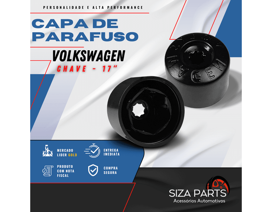 CAPA DE PARAFUSO CHAVE 17 PRETO - VW (20 PEÇAS)