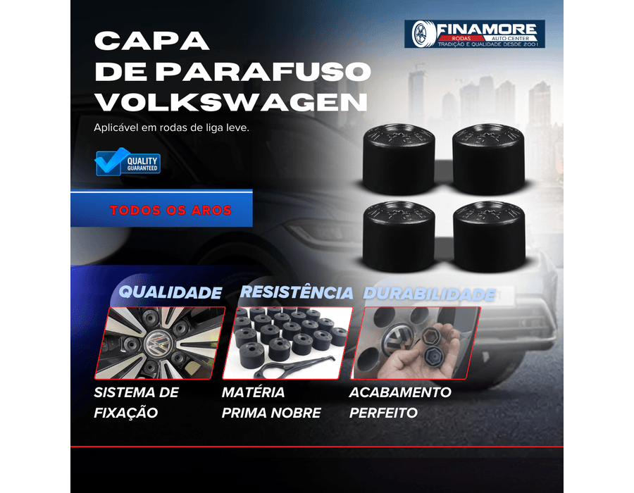 CAPA DE PARAFUSO CHAVE 17 PRETO - VW (20 PEÇAS)