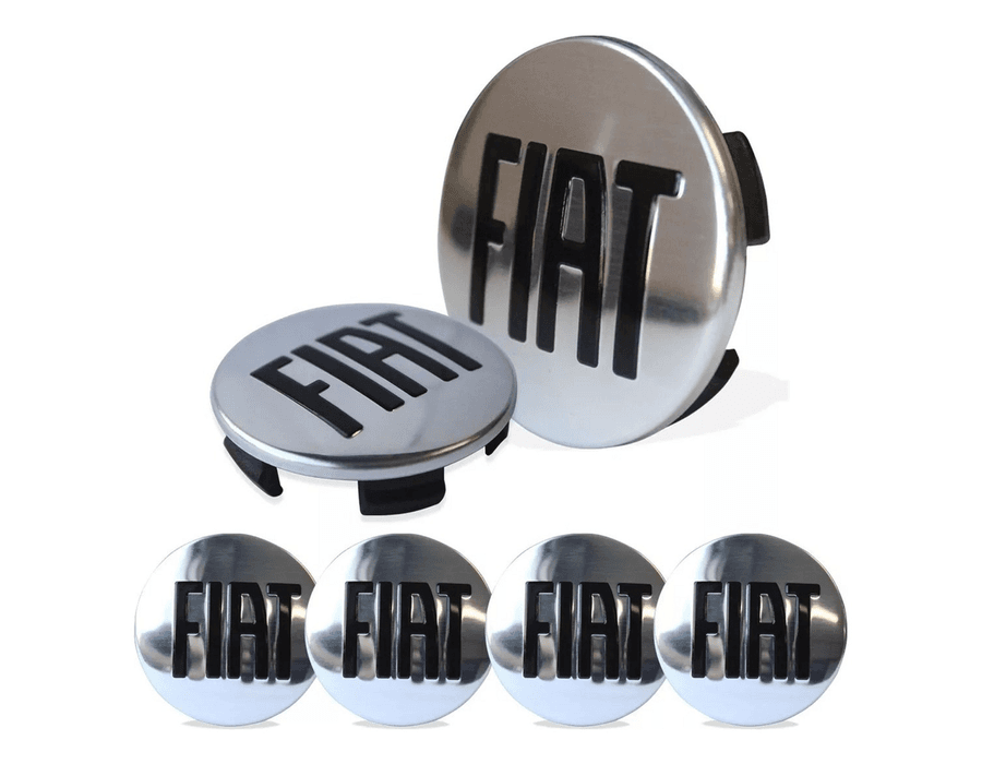 Kit 4 Calotinhas Miolo de Roda Fiat Toro/Freemont com Emblema Cromado – Acabamento Premium