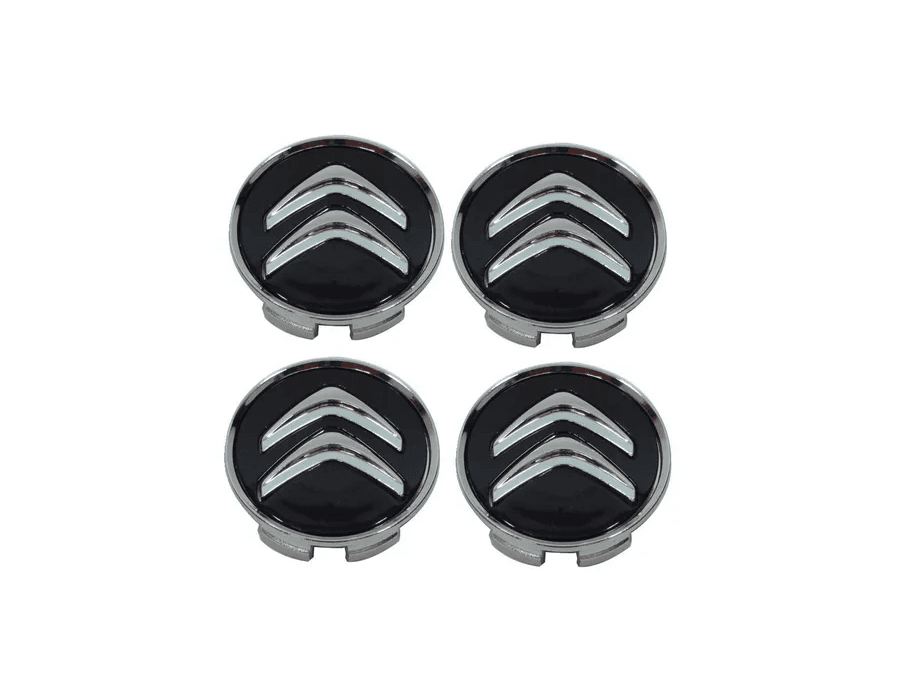 Kit 4 Calotinhas Citroën Preto – Acabamento Premium para Rodas Originais C3, C4, DS3 e DS4