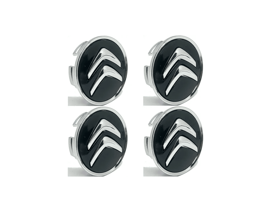 Kit 4 Calotinhas Citroën Preto – Acabamento Premium para Rodas Originais C3, C4, DS3 e DS4
