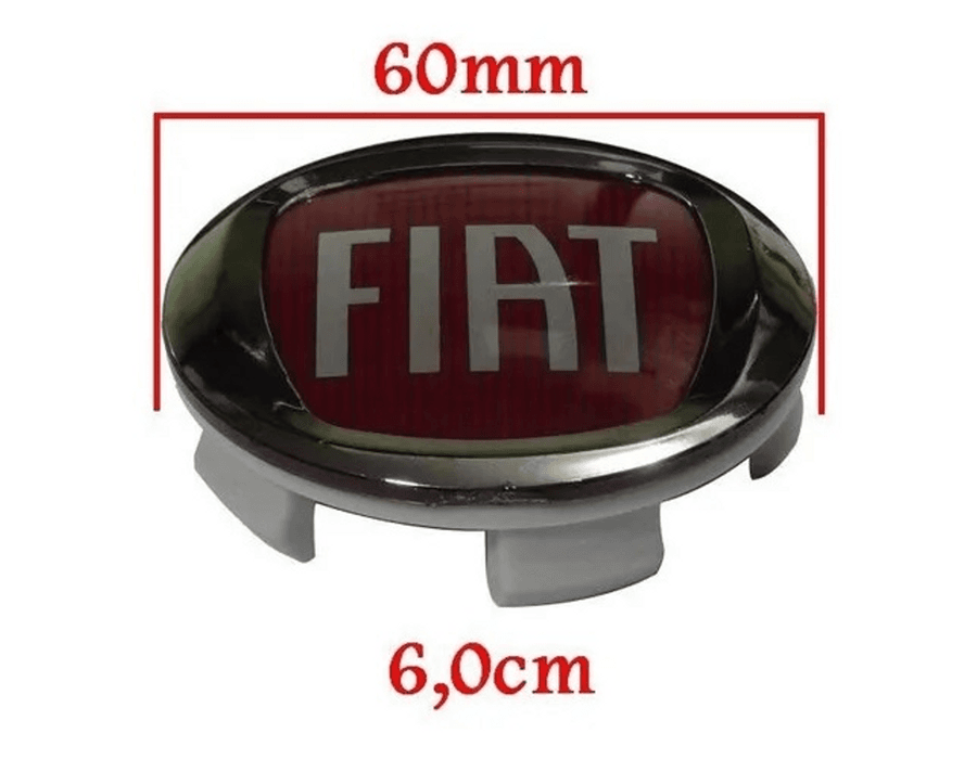 Kit 4 Calotinhas Miolo de Roda Fiat Toro/Freemont com Emblema Vermelho – Visual Esportivo