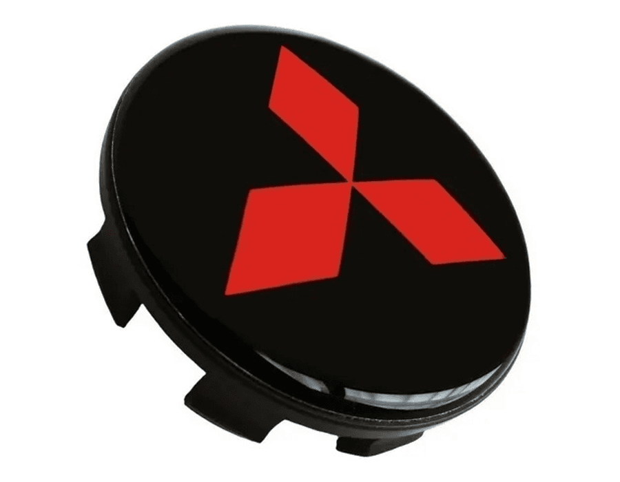Kit 4 Calotinhas Centro de Roda Mitsubishi Triton – Estilo Preto com Vermelho + Encaixe Firme nas Rodas Originais