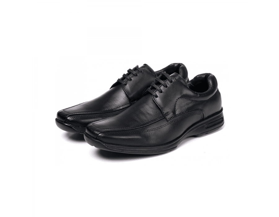 Sapato Social Masculino Comfort de Amarrar em Couro Bovino Preto