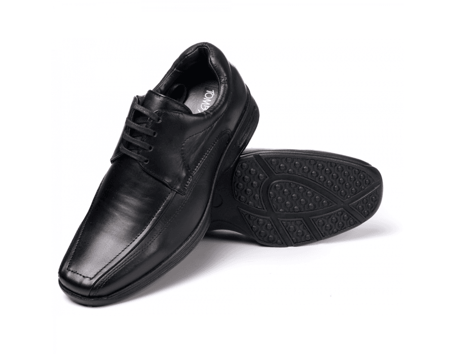 Sapato Social Masculino Comfort de Amarrar em Couro Bovino Preto