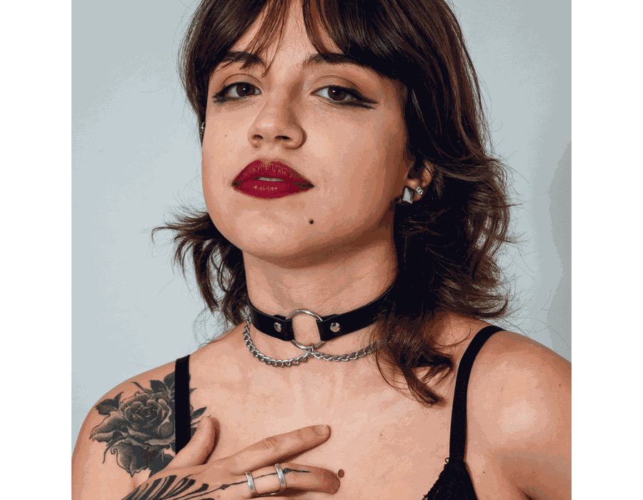 Choker Gargantilha com Argola e Correntes Finas Prateado