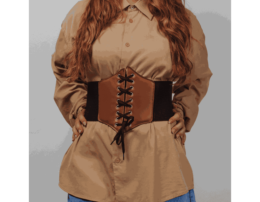 Corset Espartilho Marrom com Cadarço