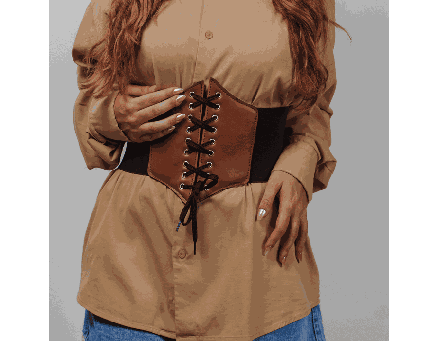 Corset Espartilho Marrom com Cadarço