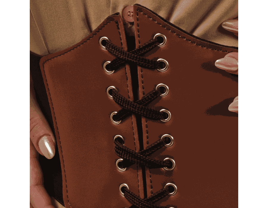Corset Espartilho Marrom com Cadarço