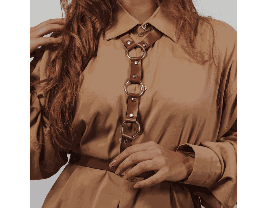 Harness Marrom de Corpo com Três Argolas
