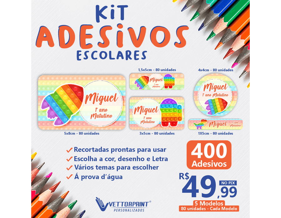 Kit Adesivos Escolares | VettorPrint